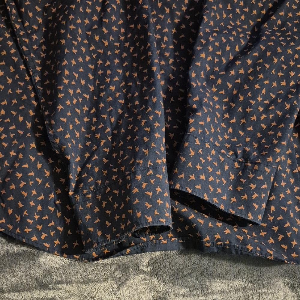 H&M Men's Dark Blue and Orange Casual Shirt - Picture 8 of 9